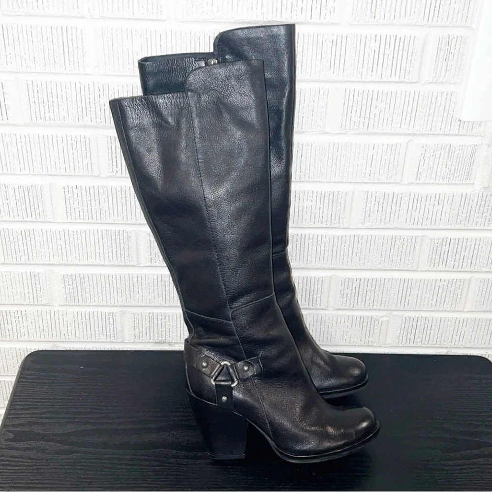 Kork-Ease Olsen Harness black leather knee-high boots